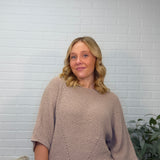 Lightweight Textured Knit Short Capped Sleeve Sweater Top