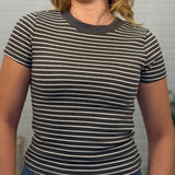 Stripe Knit Short Sleeve Top