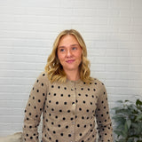 Polka Dot Round Neck Button Down Cardigan