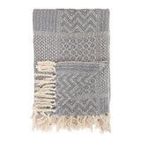 60l X 50w Recycled Cotton Blend Knit Throw W Fringe,grey