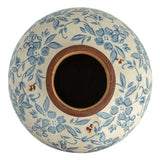 8rnd X 8h Terracottavase W Transferware Pattern, Blue