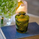 4 Vintage Olive Green Glass Bud Vase