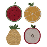 7-1/4l - 8l Cotton Fruit Shaped Pot Holder, 4 Styles