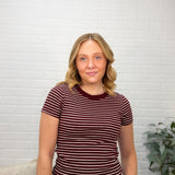 Stripe Knit Short Sleeve Top