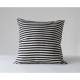 26 Square Cotton Woven Striped Pillow, Black