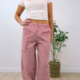 Stripe Pocket Detail Wide Leg Pants
