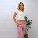 Stripe Pocket Detail Wide Leg Pants