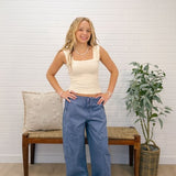 Tapered Wide Leg Drawstring Cargo Pants