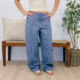 Tapered Wide Leg Drawstring Cargo Pants
