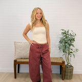 Tapered Wide Leg Drawstring Cargo Pants
