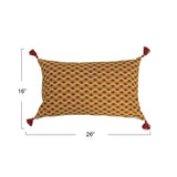 26l X 16w Cotton Print Pillow W Tassels