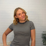 Stripe Knit Short Sleeve Top