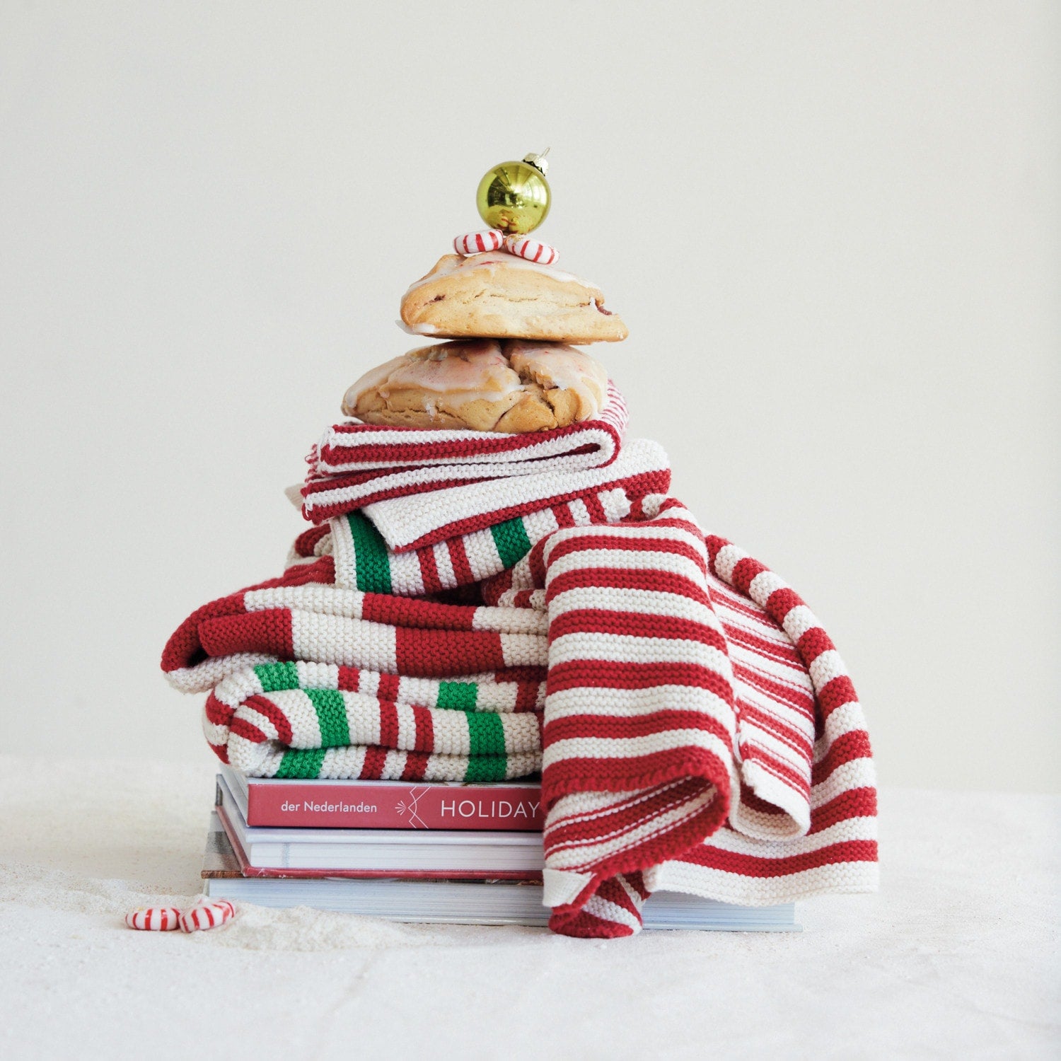 Cotton Knit Striped Dish Cloth, Multi Color, 3 Styles