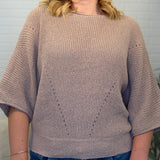 Lightweight Textured Knit Short Capped Sleeve Sweater Top