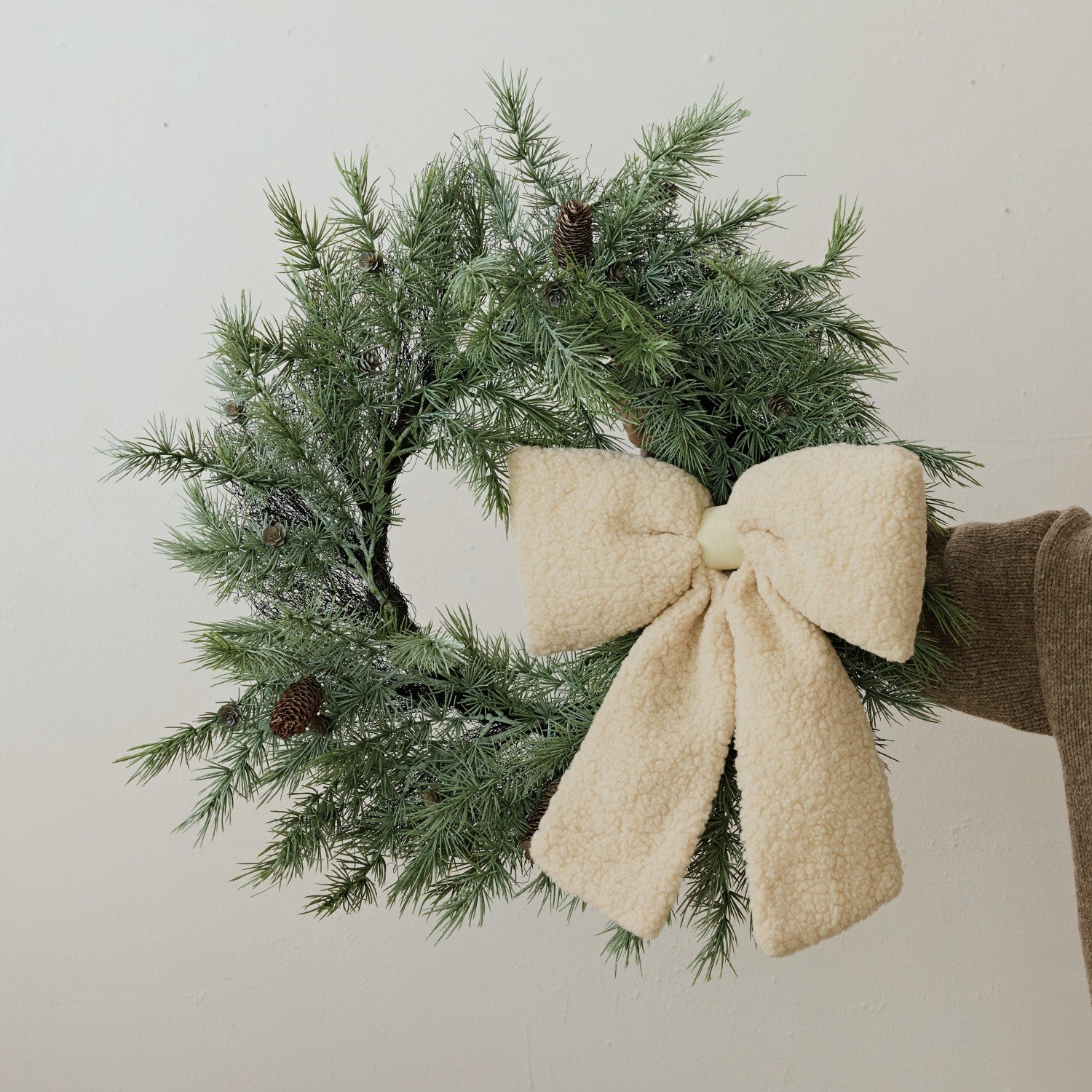 Faux Sherpa Clip-On Bow, Blush Color