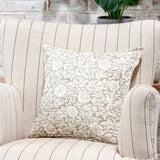 16 X 16 Beige Floral & Leaf Pillow