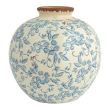 8rnd X 8h Terracottavase W Transferware Pattern, Blue