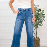 Hr Crop Front Pintuck Pocket Denim