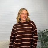 Stripe Crew Neck Sweater - 65% Polyester 13% Nylon 13% Acrylic 6% Wool
