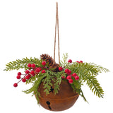 Floral Natural Faux Pine/berry Bell