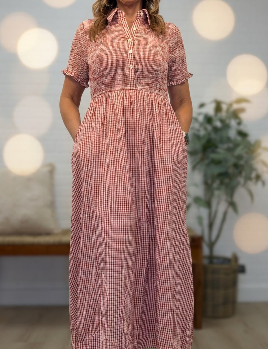 Smocked Gingham Dress
