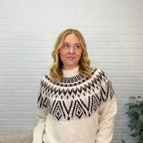 Fair Isle Yoke Crew Neck Knit Pullover