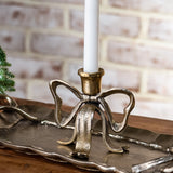 4.25 Gold Deco Bow Candle Holder