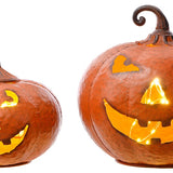 Lg Mtl Curly Stem Led Pumpkin