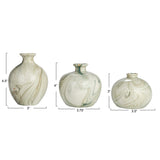 S/3 3-1/4 Round X 4-1/2h Stoneware Vases