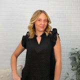 Ruffle Detailed Neckline Ruffle Short Sleeve Top