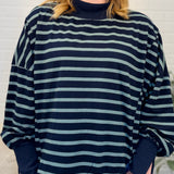 Striped Mock Neck Sweatshirt