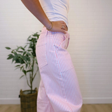 Utility Seamed Stripe Barrel Denim