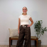 Leopard Print Balloon Style Pull Up Pants