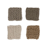 S/4 4 Square Crochet Cotton Coastersset Of 4, 4 Colors