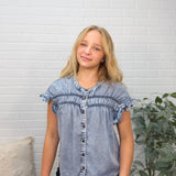 Short Sleeve With Smocked Button Down Shirts