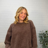 Acid Wash Raw Edge Sweatshirt