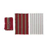 S/3 Woven Cotton Striped Tea Towels & Mango Wood Serving Board