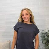 Essential Cotton Slub Boxy Cut Cap Sleeve Tee
