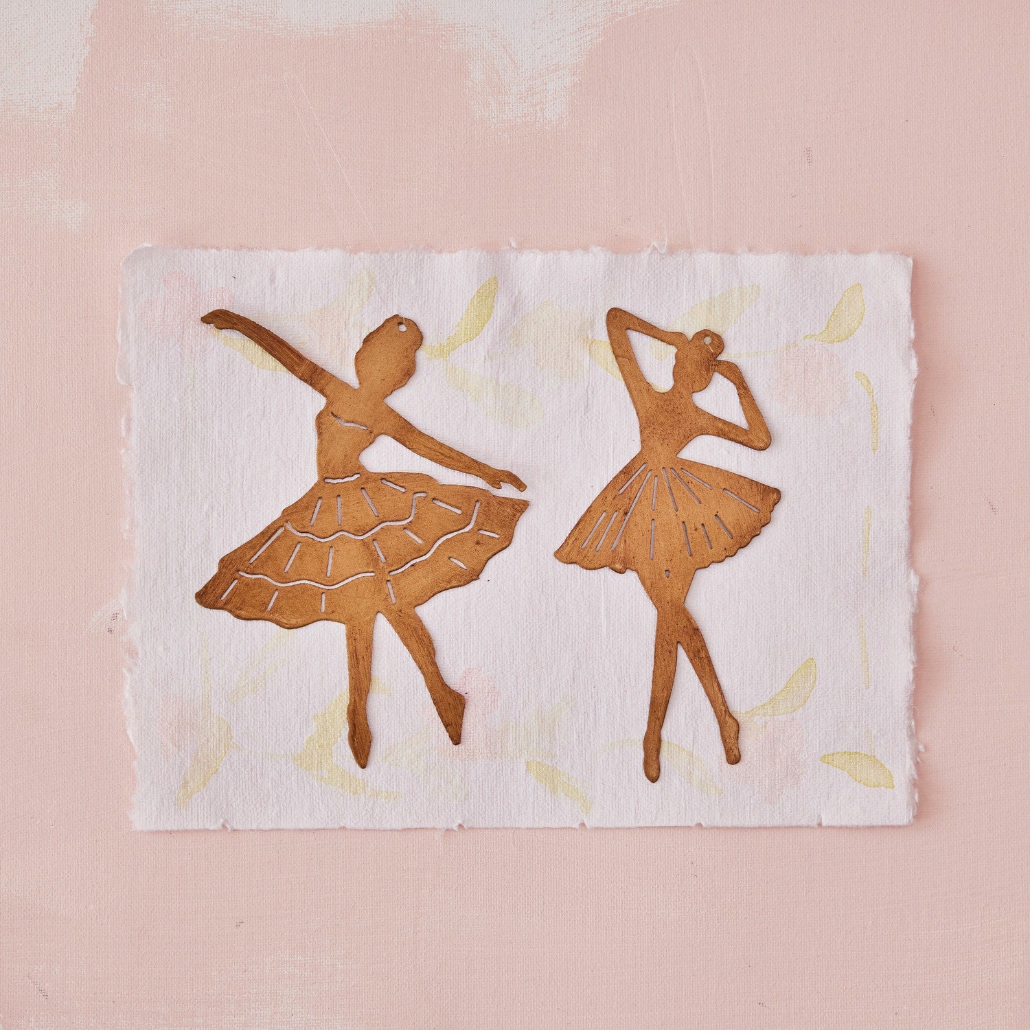 6h Metal Ballerina Ornament, Antique Brass Finish, 2 Styles