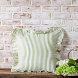 20 Sage Stripe Ruffle Edge Pillow