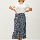 Print Elastic Waist Midi Skirt