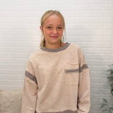Striped Trim Pocket Top