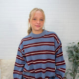 Multicolor Stripe Crew Neck Relaxed Knit Pullover