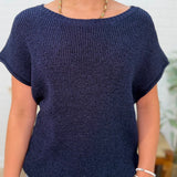 Crew Neck Raw Sleeve Relaxed Sweater Knit Top