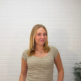 Cap Sleeve Sweetheart Neck Stripe Texture Knit Top