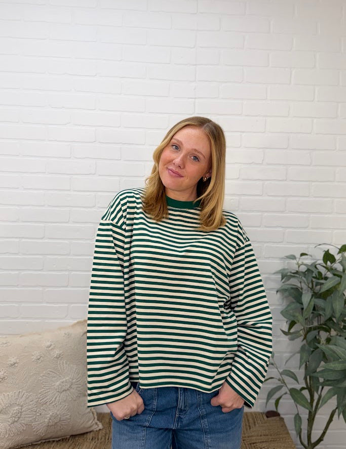 Oversized Stripe Long Sleeve Top