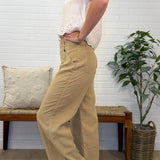 Wide Leg Woven Pants W/ Belt