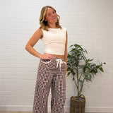 Gingham Lace Ruffled Pull On Pants