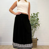 Embroidered Hem Maxi Skirt