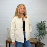 Corduroy Collar Quilted Zip-up Jacket